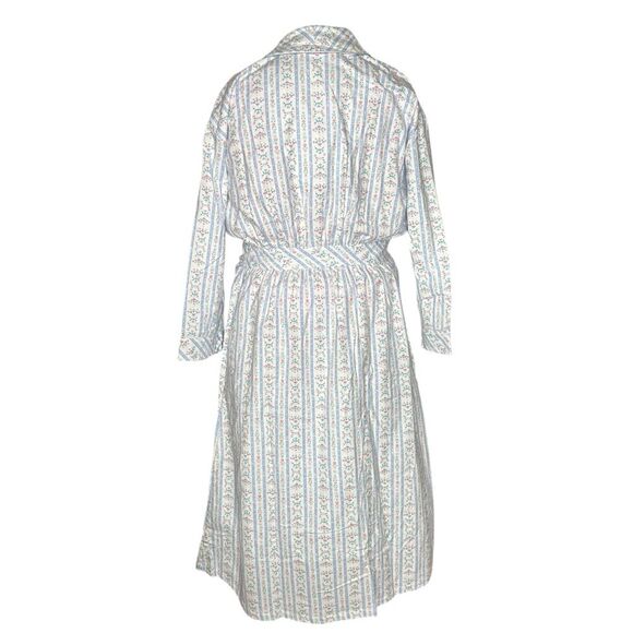 Lanz of Salzburg Robe Womens Medium Flannel Floral Hearts Stripes Belt Prairie - Picture 3 of 10